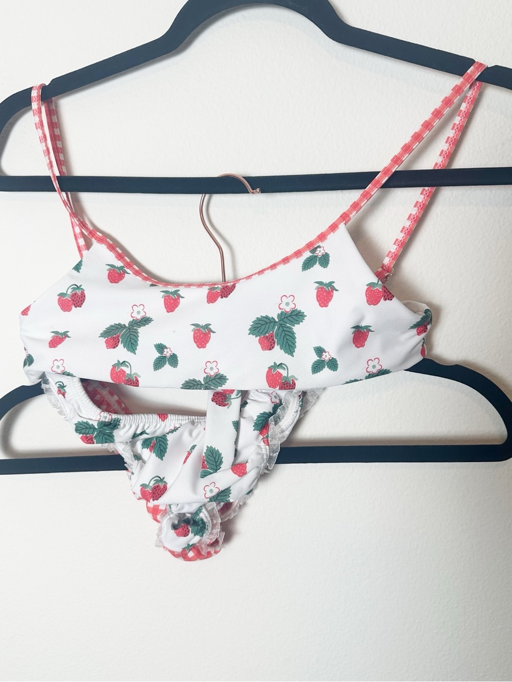 Besos Biqinis Strawberry Red Gingham Bikini Set White Red Small